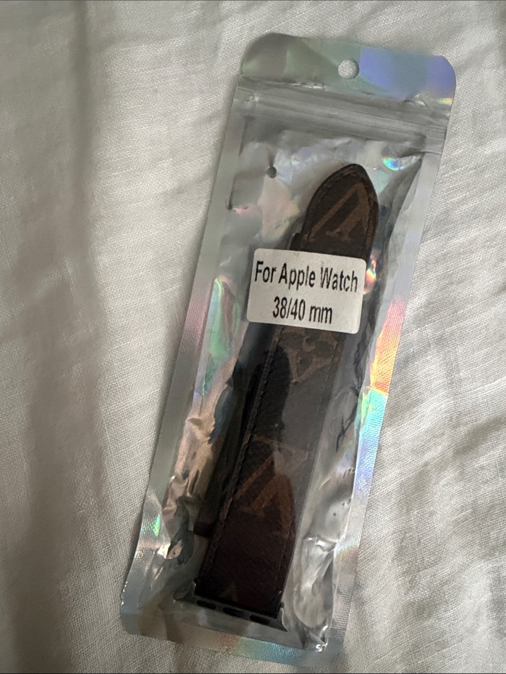 Louis Vuitton (not real) Leather Apple Watch Band for 38/40 mm - Brown